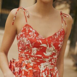 Christy Lynn Red Floral Spaghetti Strap Top